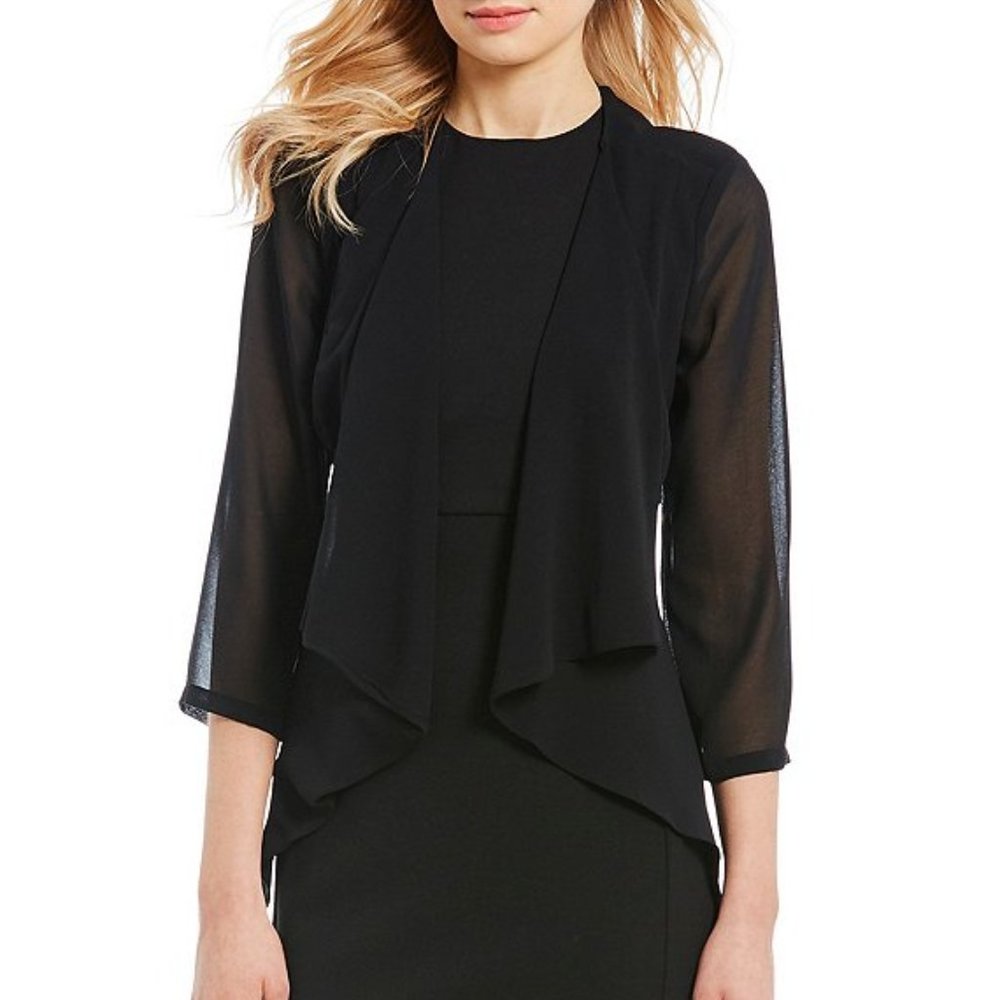 Calvin Klein Cascading Chiffon Cardigan Shrug